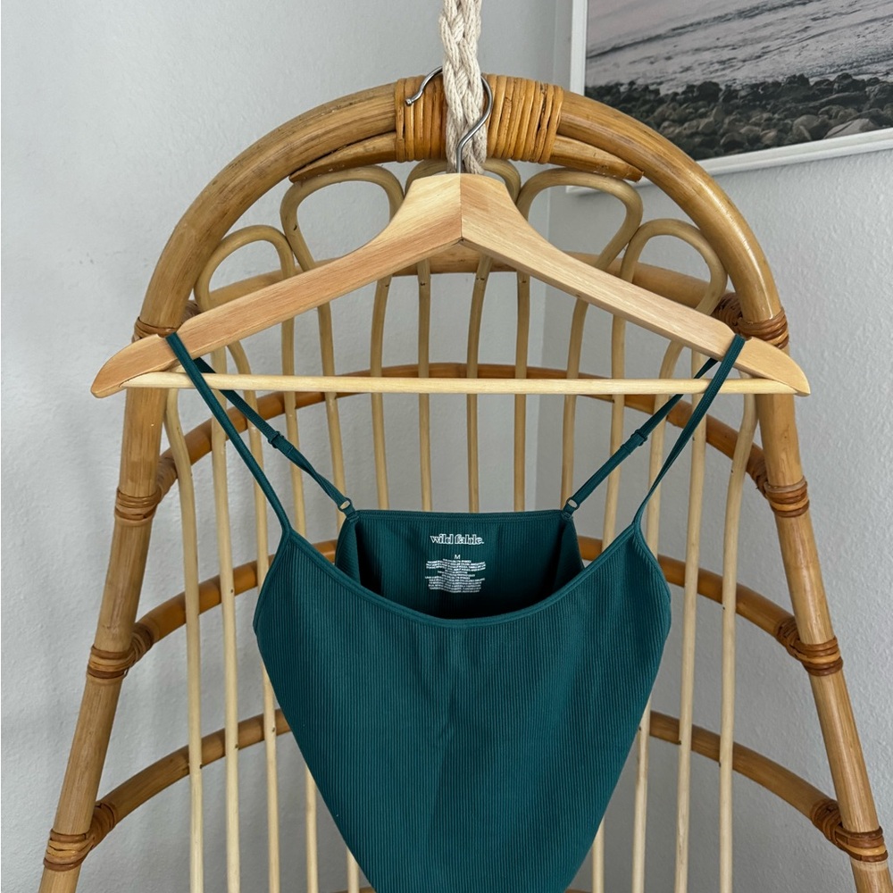 Wild Fable Teal Ribbed Crop Tank Top Size M